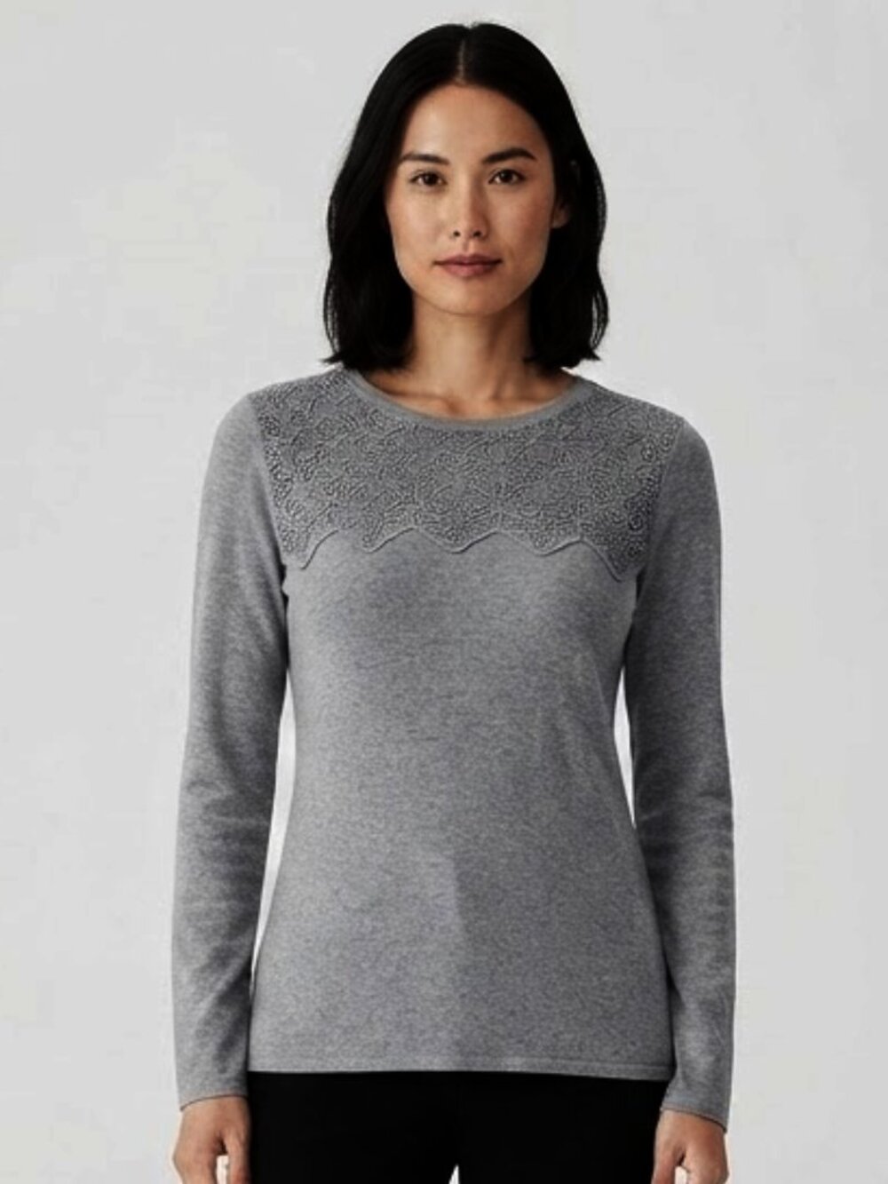 Buffalo David Bitton Lace Smock Front Long Sleeve Pull On Top- Sz. Med